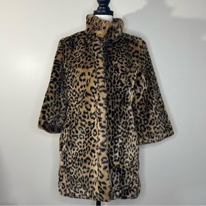 Vintage Inspired Faux Fur Leopard Coat